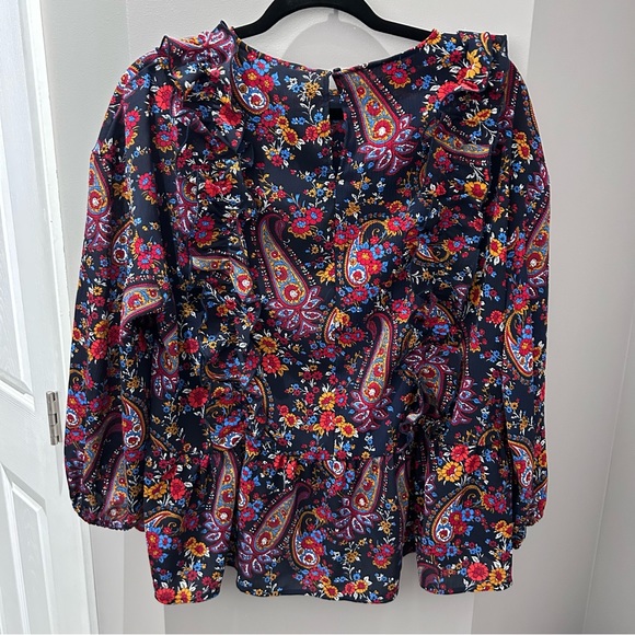 H&M Multi Color Paisley Print Blouse-10 - Picture 6 of 9
